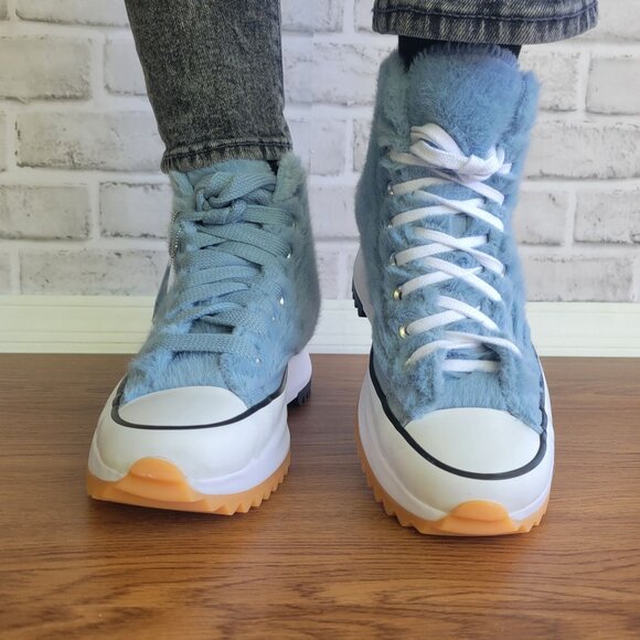 ❤️Converse Run Star Hike Hi Platform Faux Fur 10.5 Womens Shoes Sneaker A13381C - Picture 5 of 13